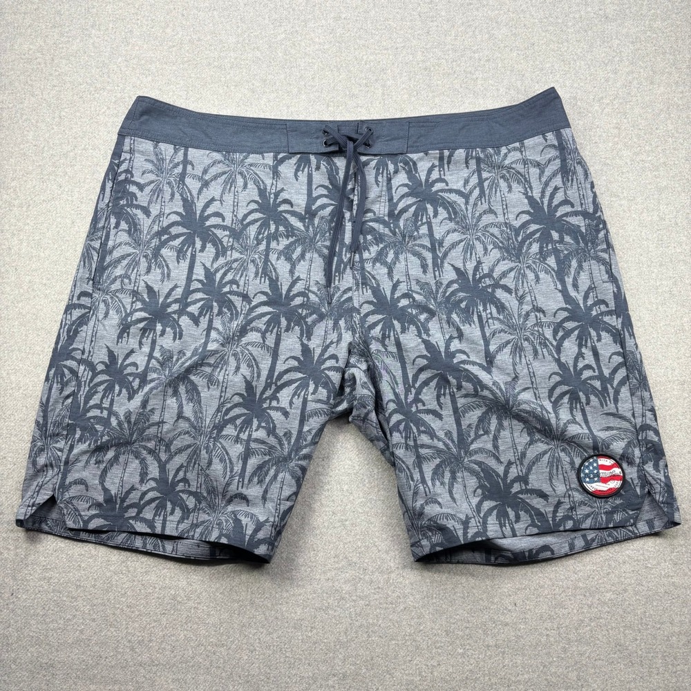 Travis Mathew Board Shorts Mens 42 Palm Tree Print Swim Trunks USA Patch‎